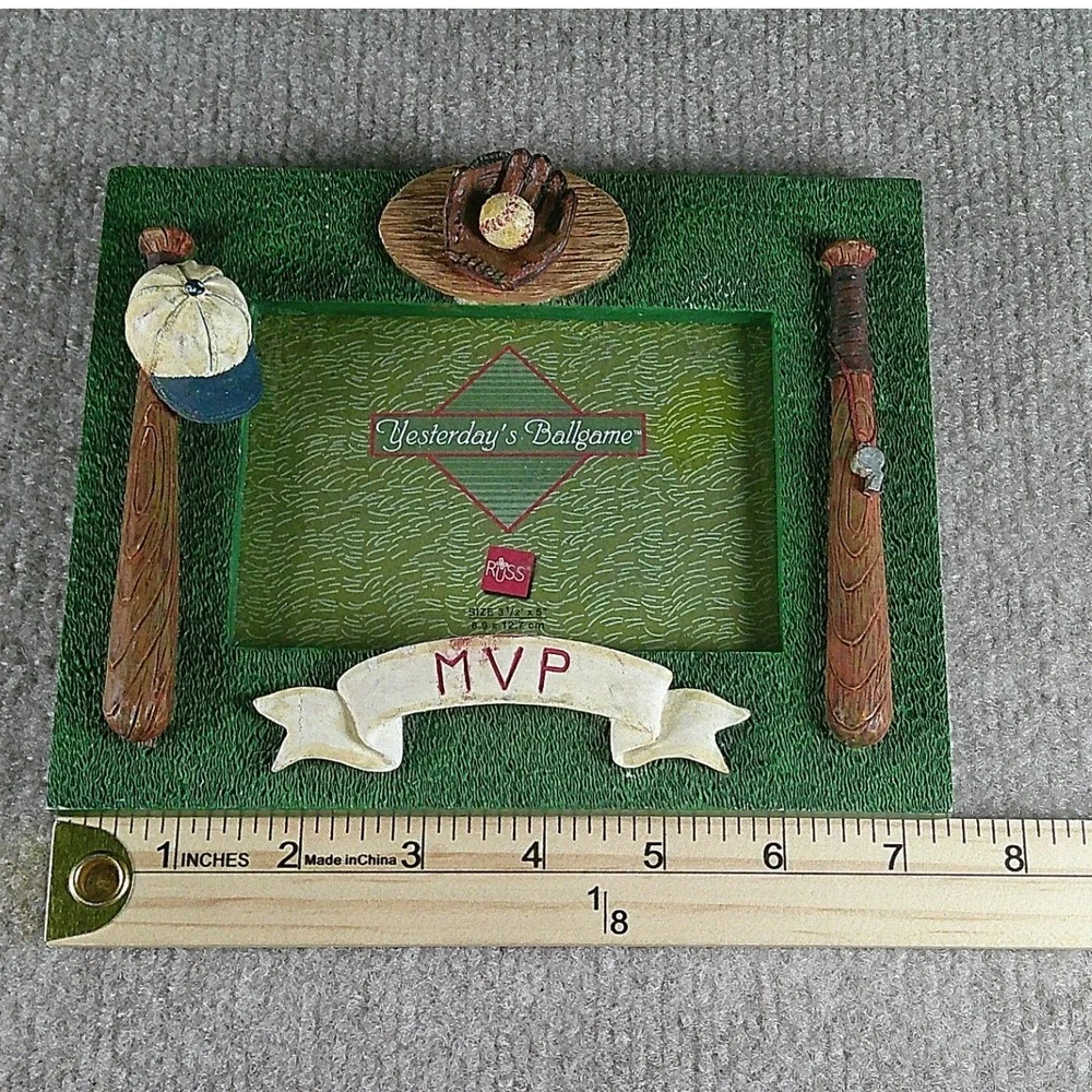 Russ Berrie Yesterdays Ballgame MVP Baseball Picture Frame 3.5x5 Resin Vintage